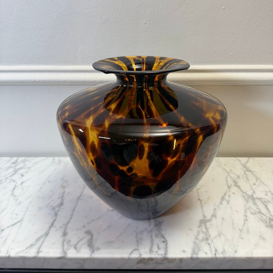 Italian Murano Tortoiseshell Art Glass Vase