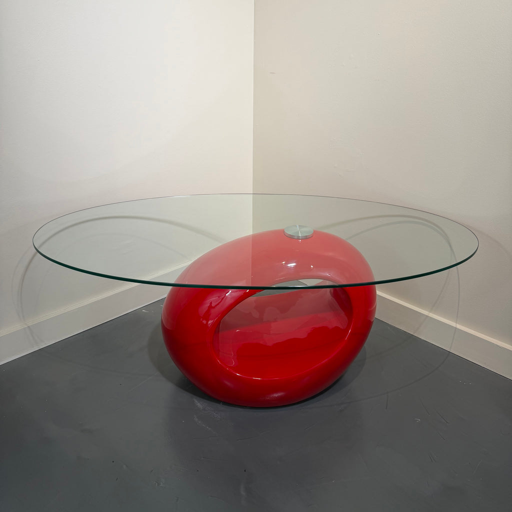 Postmodern Glass & Red Coffee table