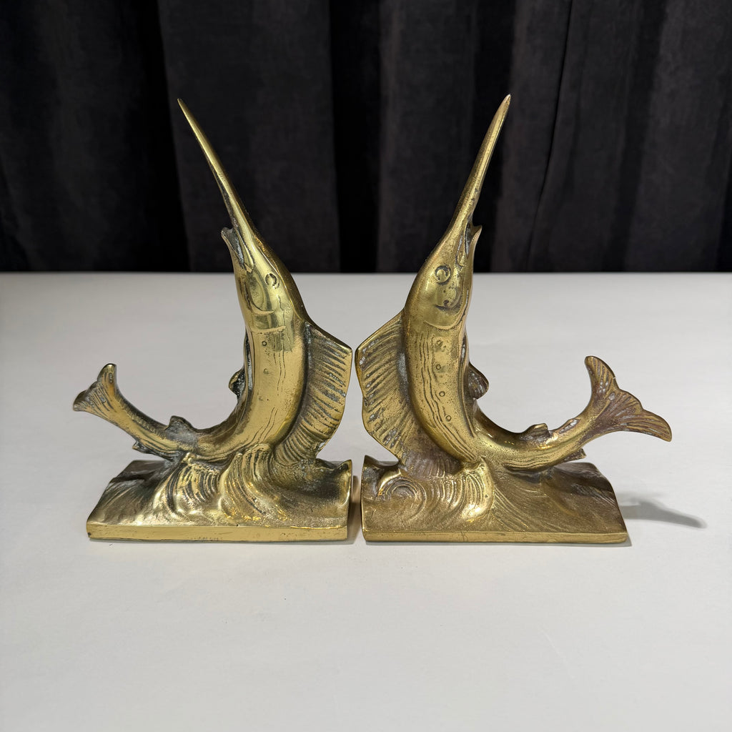 Pair Decorative Brass Sailfish Bookends