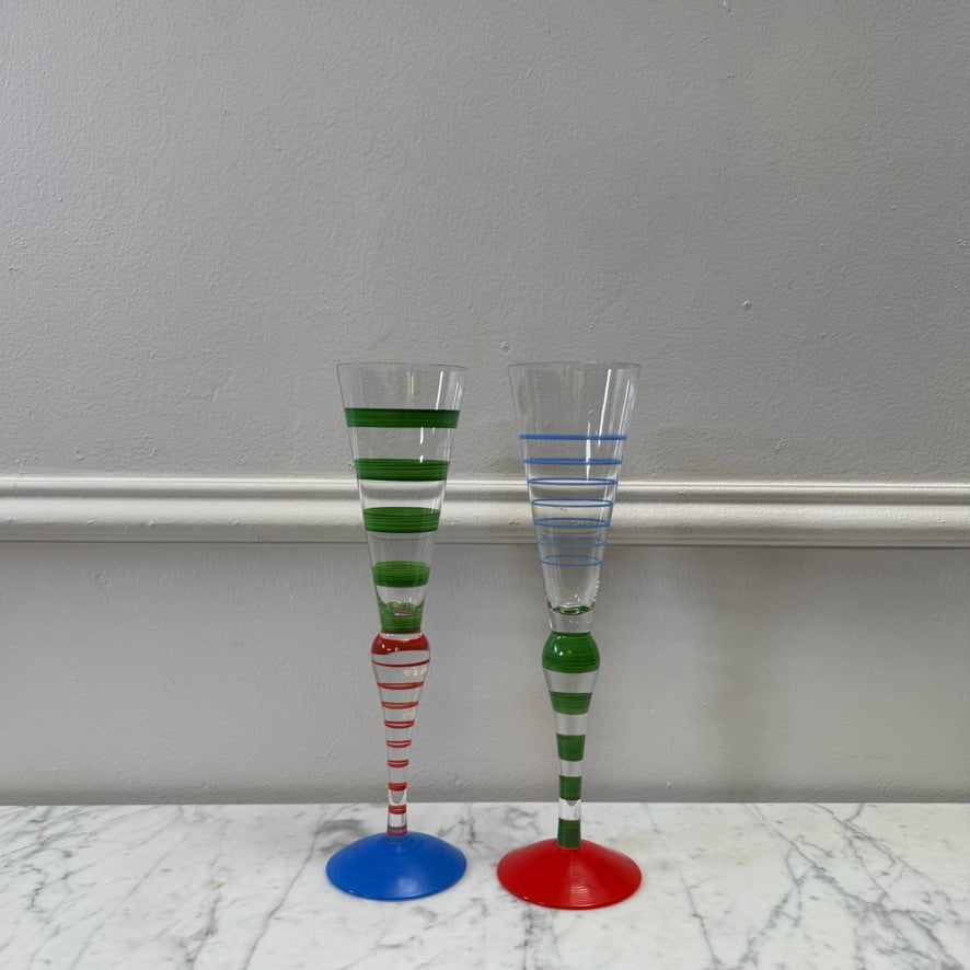 Anne Nilsson for Orrefors Clown Champagne Flutes