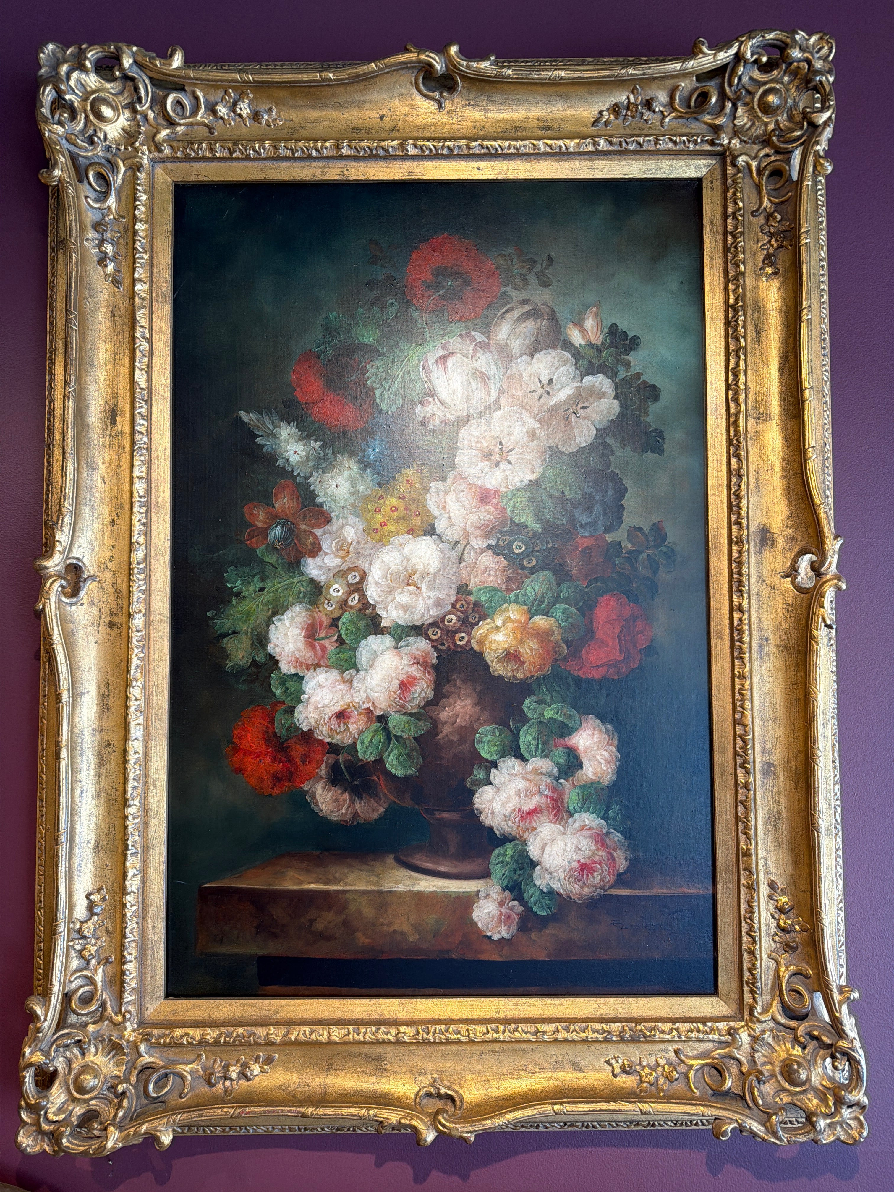 Marcus Elbeco Flower Still Life Oil on Canvas