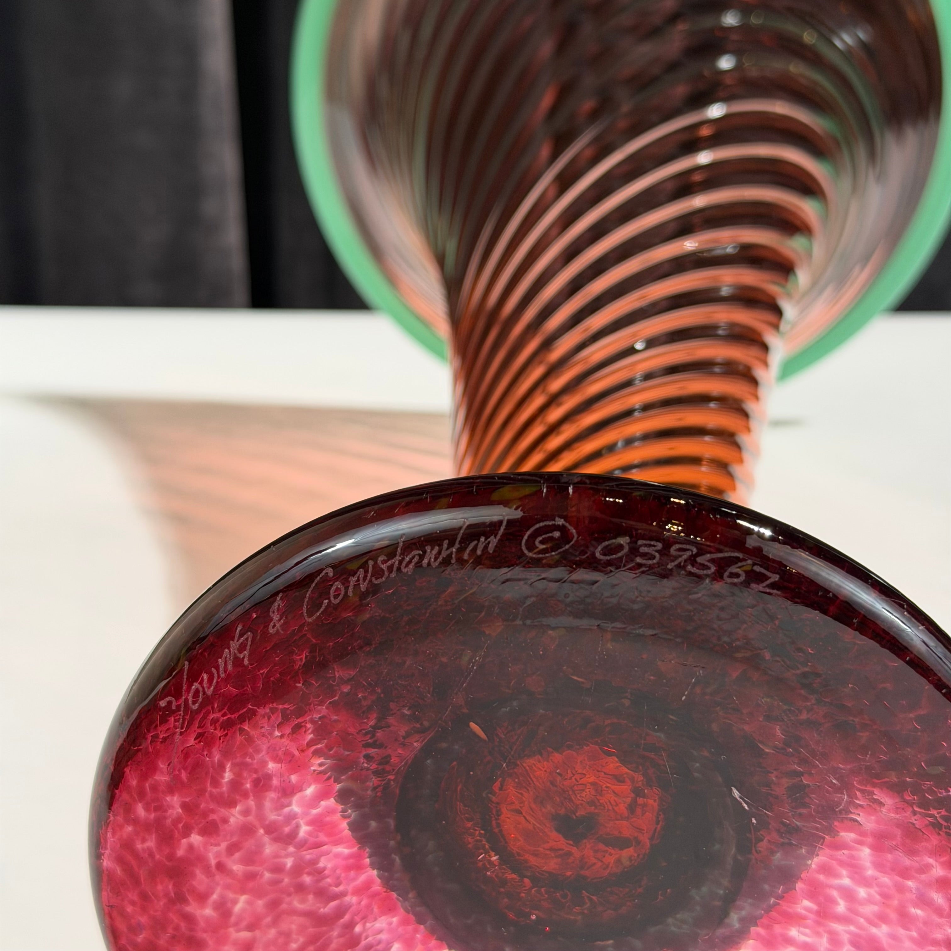 Young & Constantin Hand Blown Swirl Vase - Signed