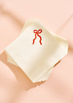 Classic Red Bow Cocktail Paper Beverage Napkins - Set of 20