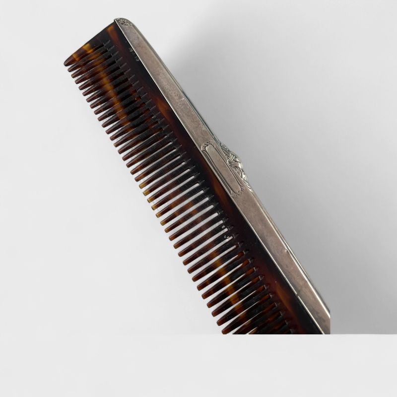 Antique Saart Brothers Sterling Silver & Tortoise Shell Comb