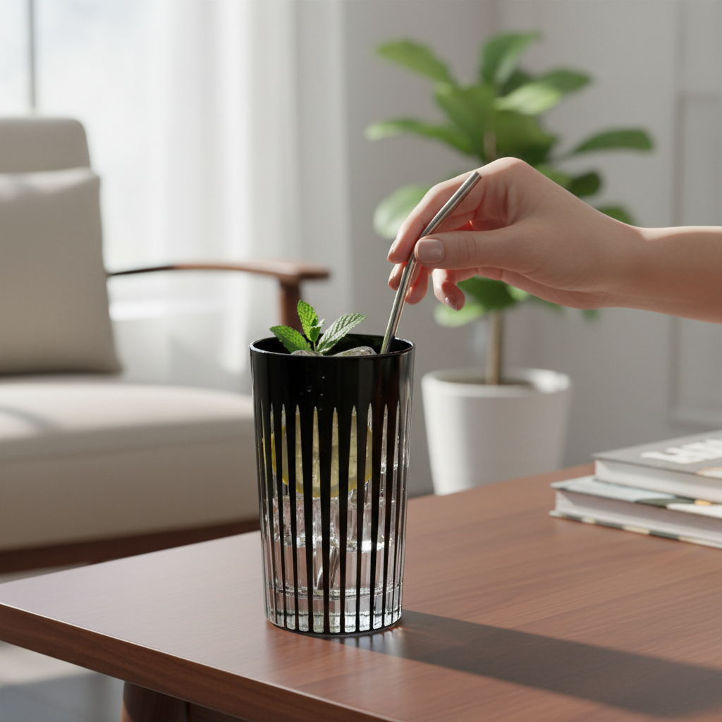 Vikko Decor - Timeless, 15.5 Oz Highball Water Glass, Black