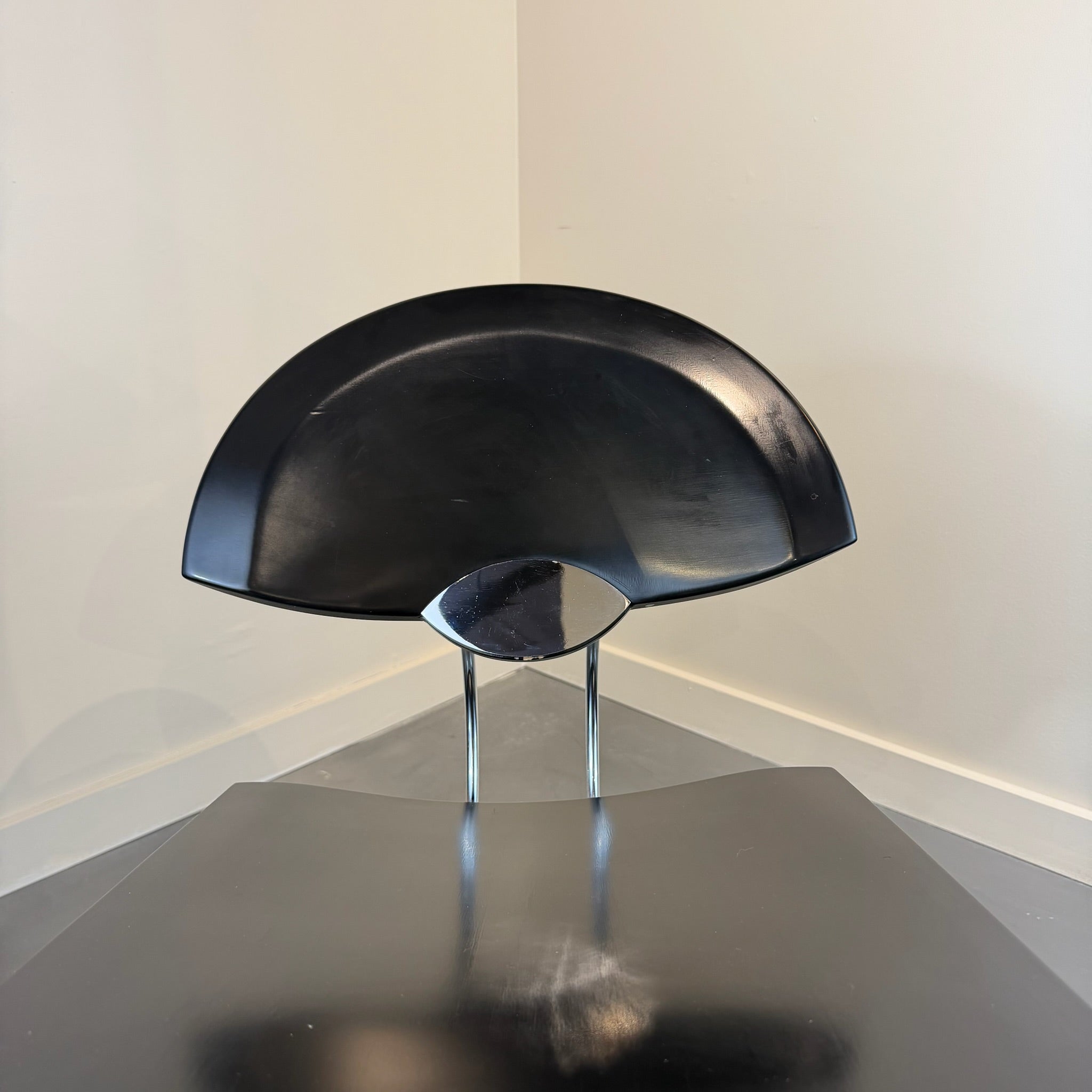 Italian Postmodern Ebonized & Chrome Dining Chairs