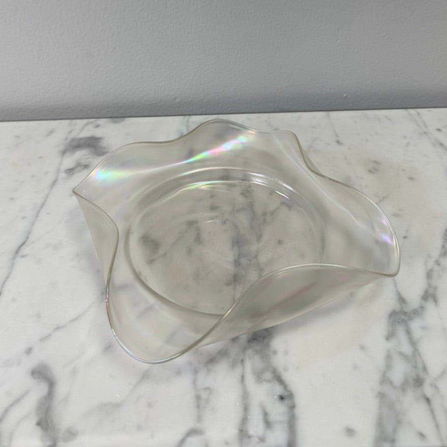 Mid-Century Iridescent Hand-Blown Glass Ashtray