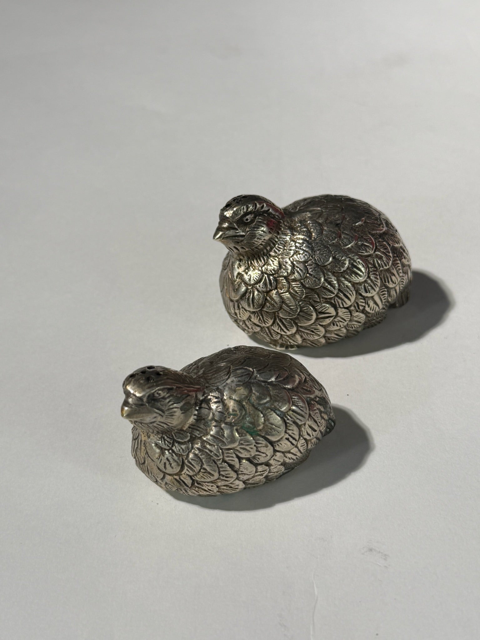 Silver Salt & Pepper Quail Shakers