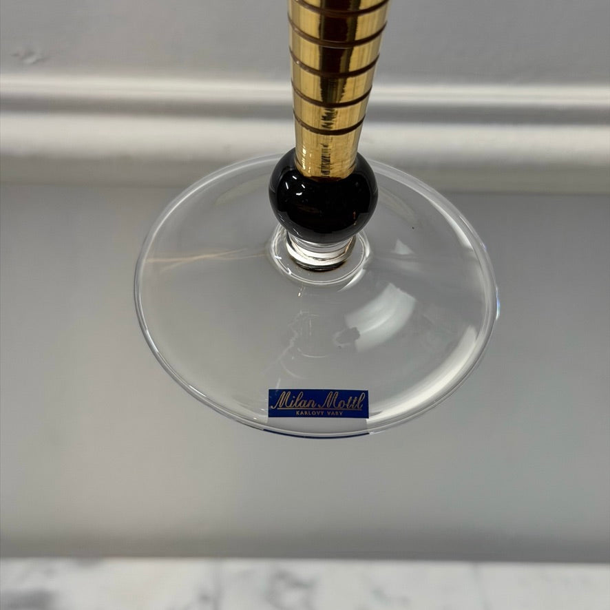 Vintage Milan Mottl Bohemian Crystal Martini Glass