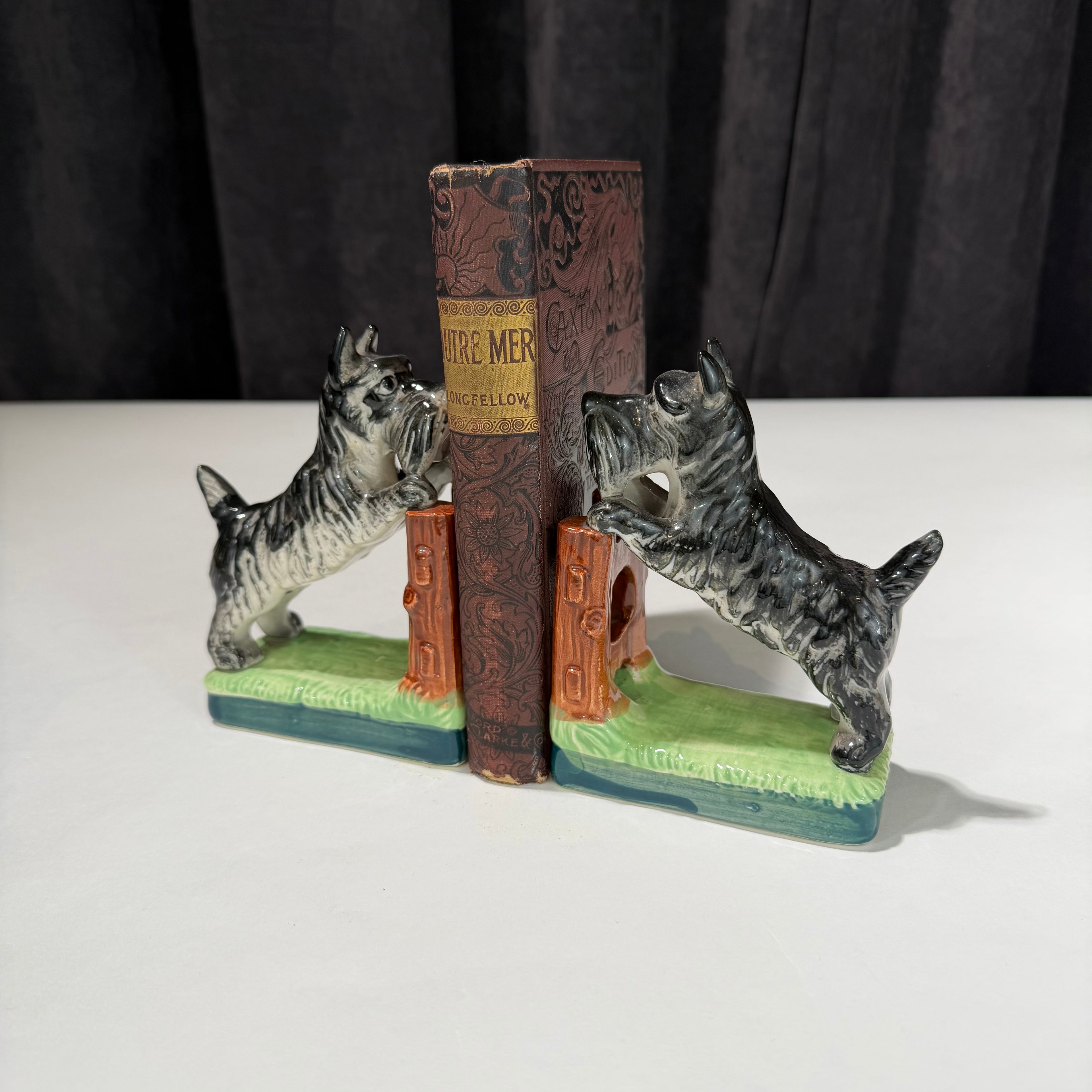 Porcelain Schnauzer Bookends