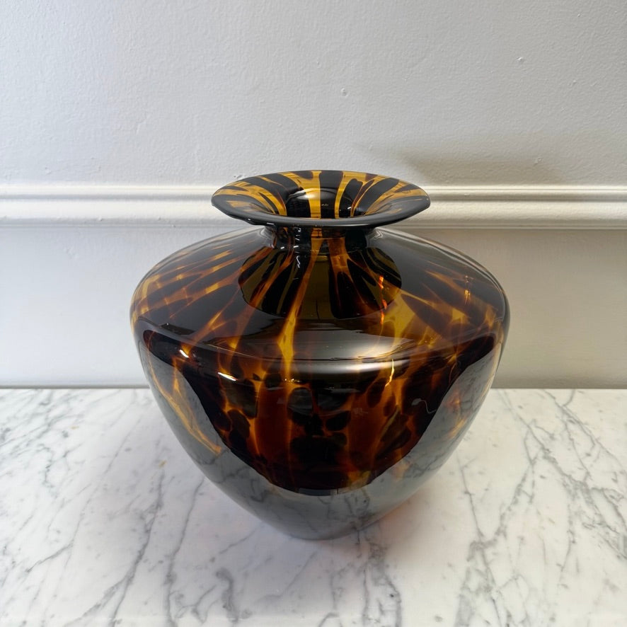Italian Murano Tortoiseshell Art Glass Vase