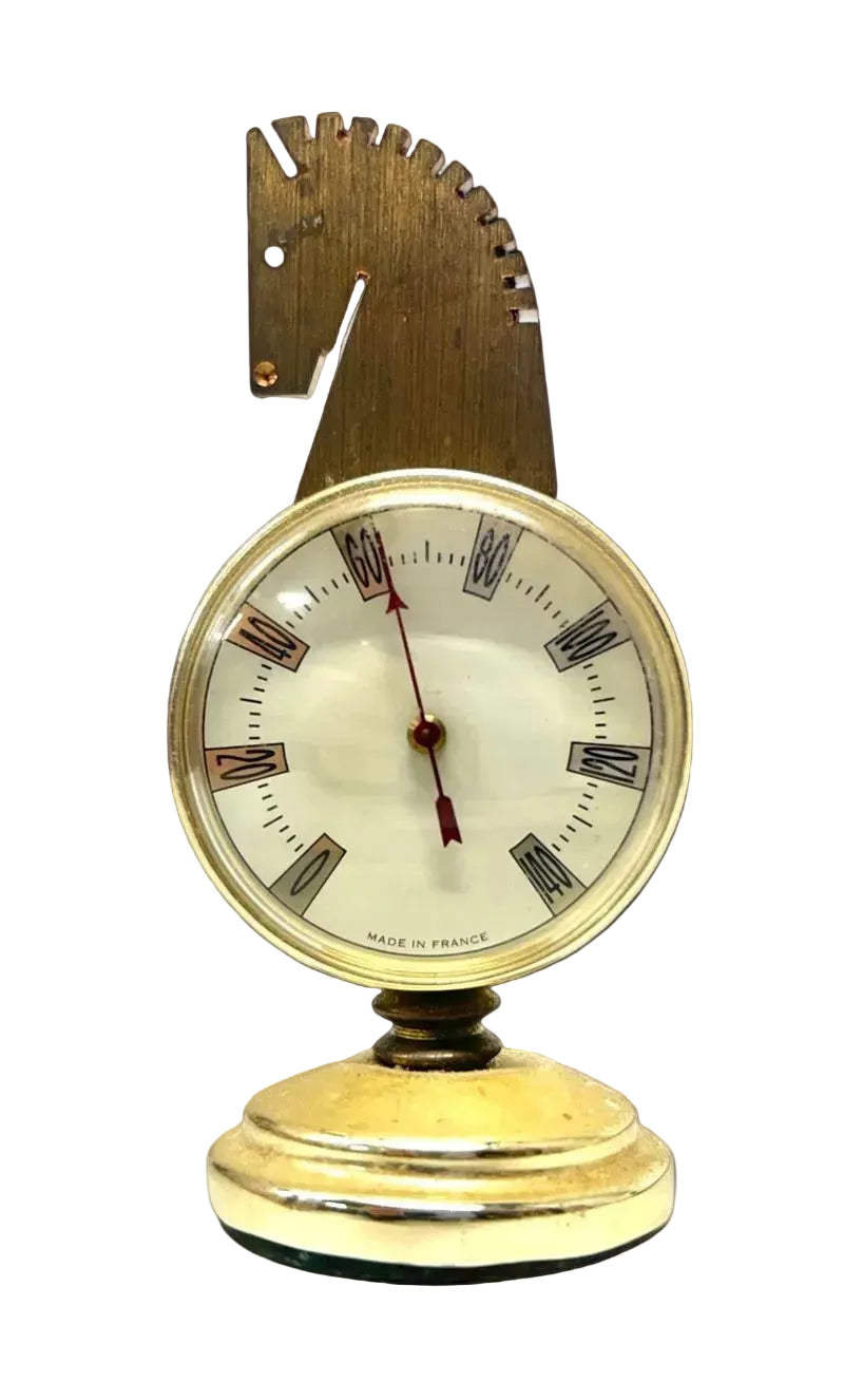 Art Deco French Brass Horse Thermometer Gauge