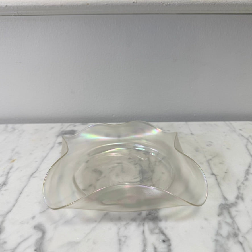 Mid-Century Iridescent Hand-Blown Glass Ashtray