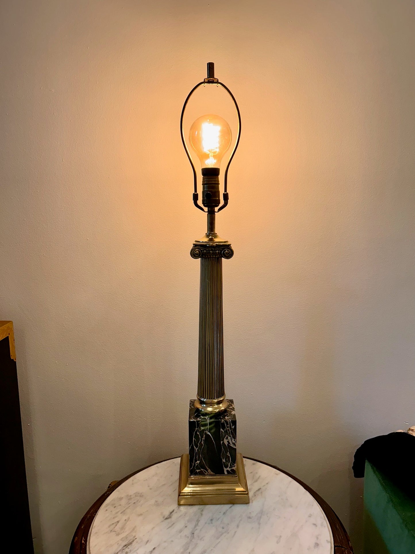 Vintage Brass & Marble Lamp