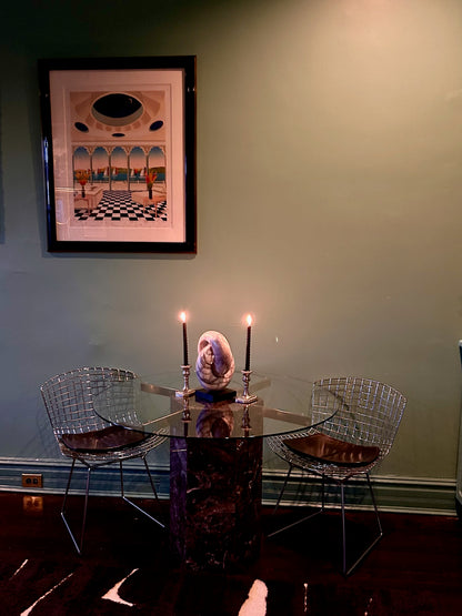 Italian Marble and Glass Dining Table