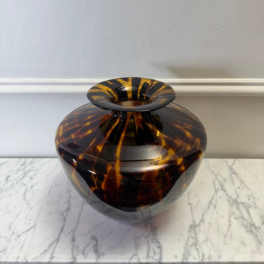 Italian Murano Tortoiseshell Art Glass Vase