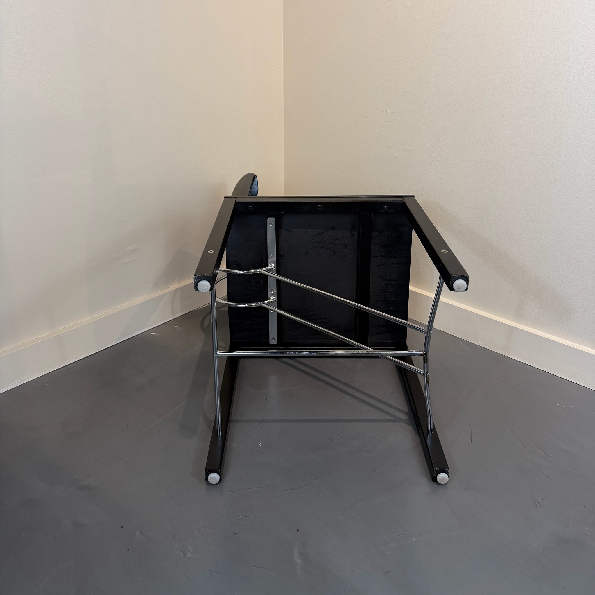 Italian Postmodern Ebonized & Chrome Dining Chairs