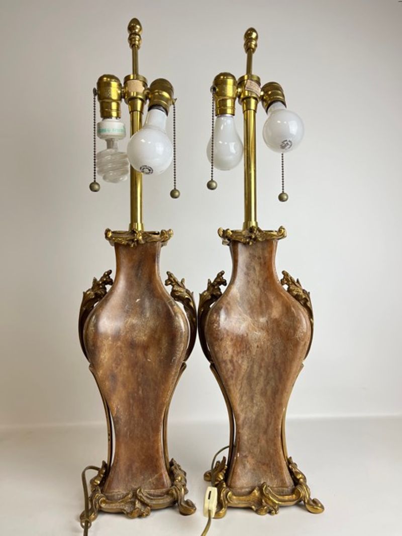 Vintage Marbro Marble and Brass Table Lamp