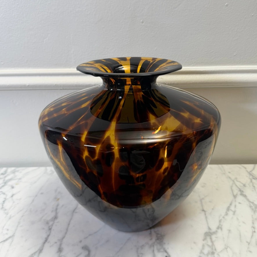 Italian Murano Tortoiseshell Art Glass Vase