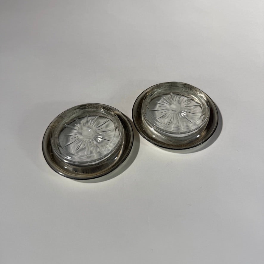 Sterling Silver & Crystals Coaster Pair
