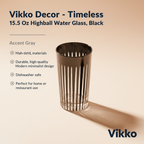 Vikko Decor - Timeless, 15.5 Oz Highball Water Glass, Black