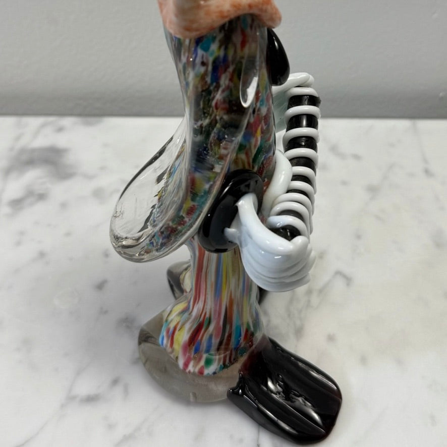 Vintage Hand-Blown Glass Clown Musician Figurine