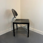 Italian Postmodern Ebonized & Chrome Dining Chairs