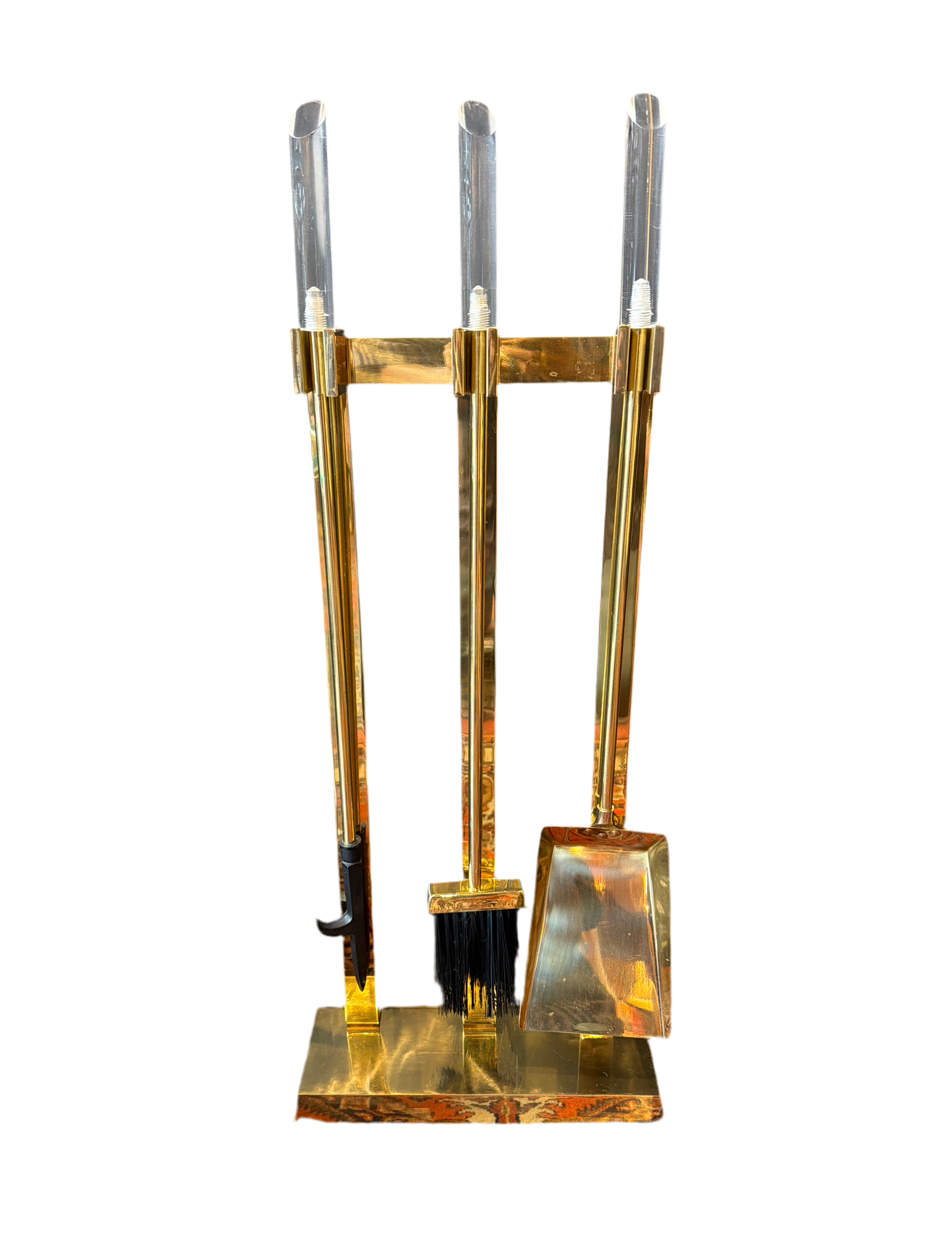 Mid Century Modern Brass Fireplace Tool Set