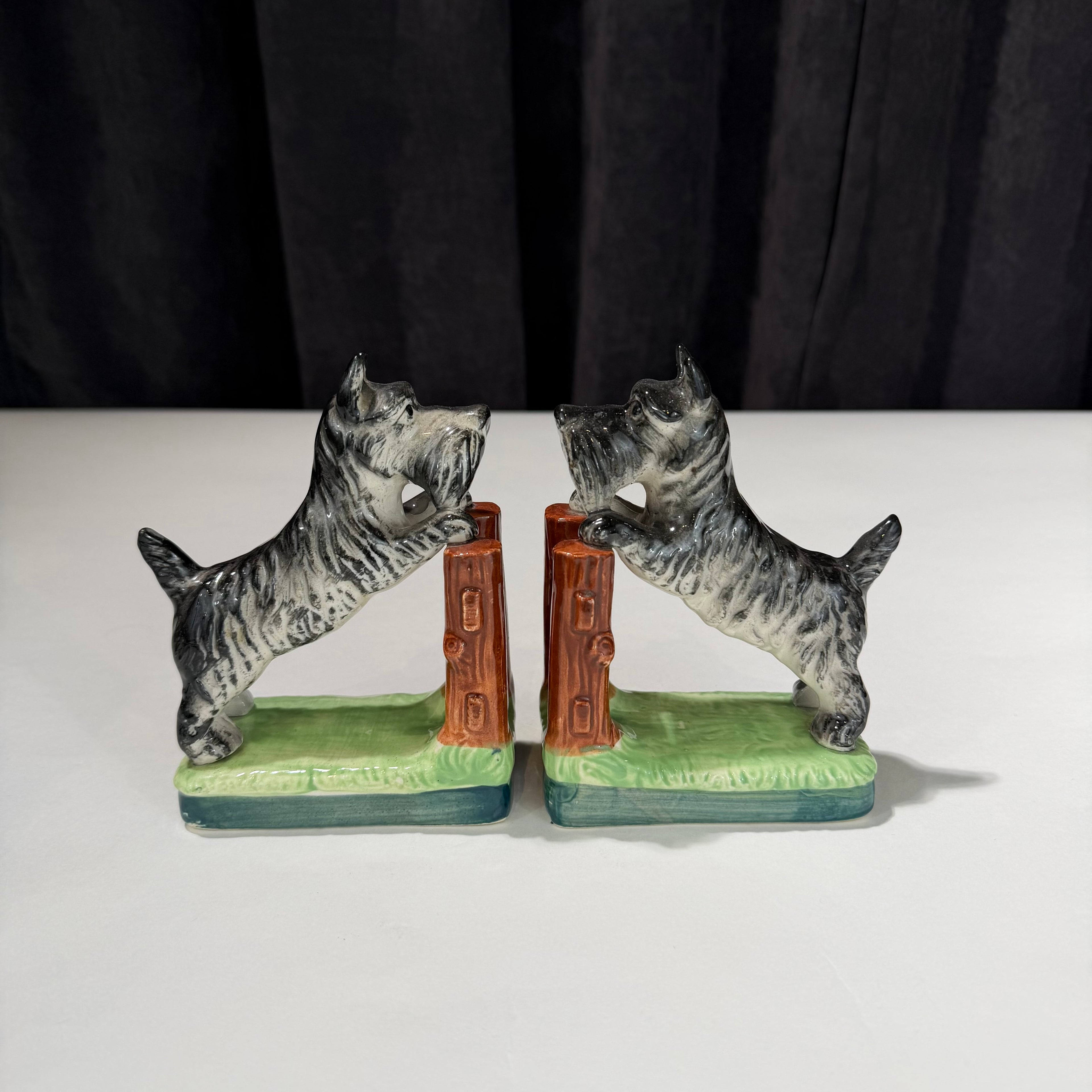 Porcelain Schnauzer Bookends
