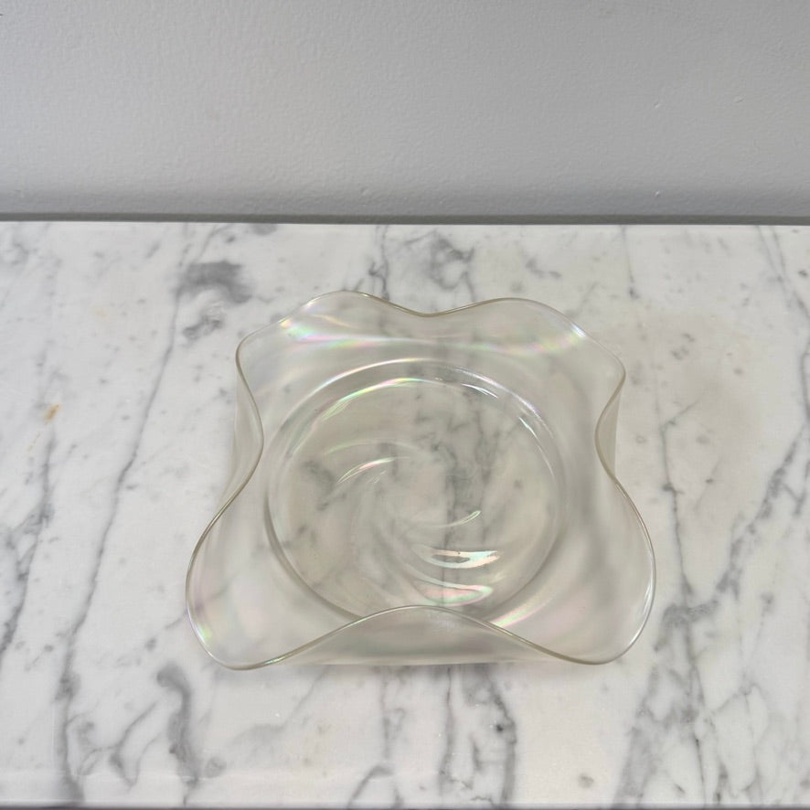 Mid-Century Iridescent Hand-Blown Glass Ashtray