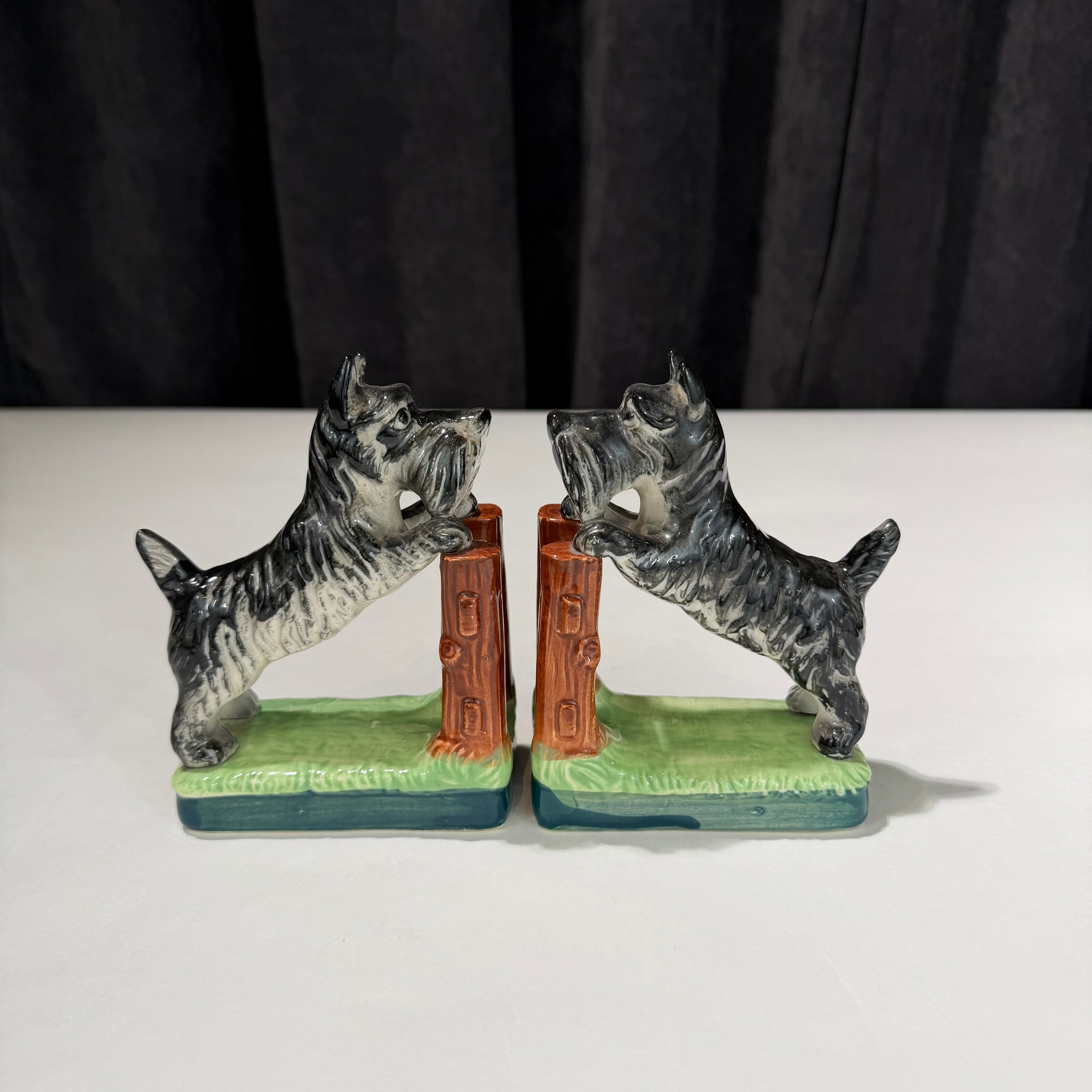 Porcelain Schnauzer Bookends