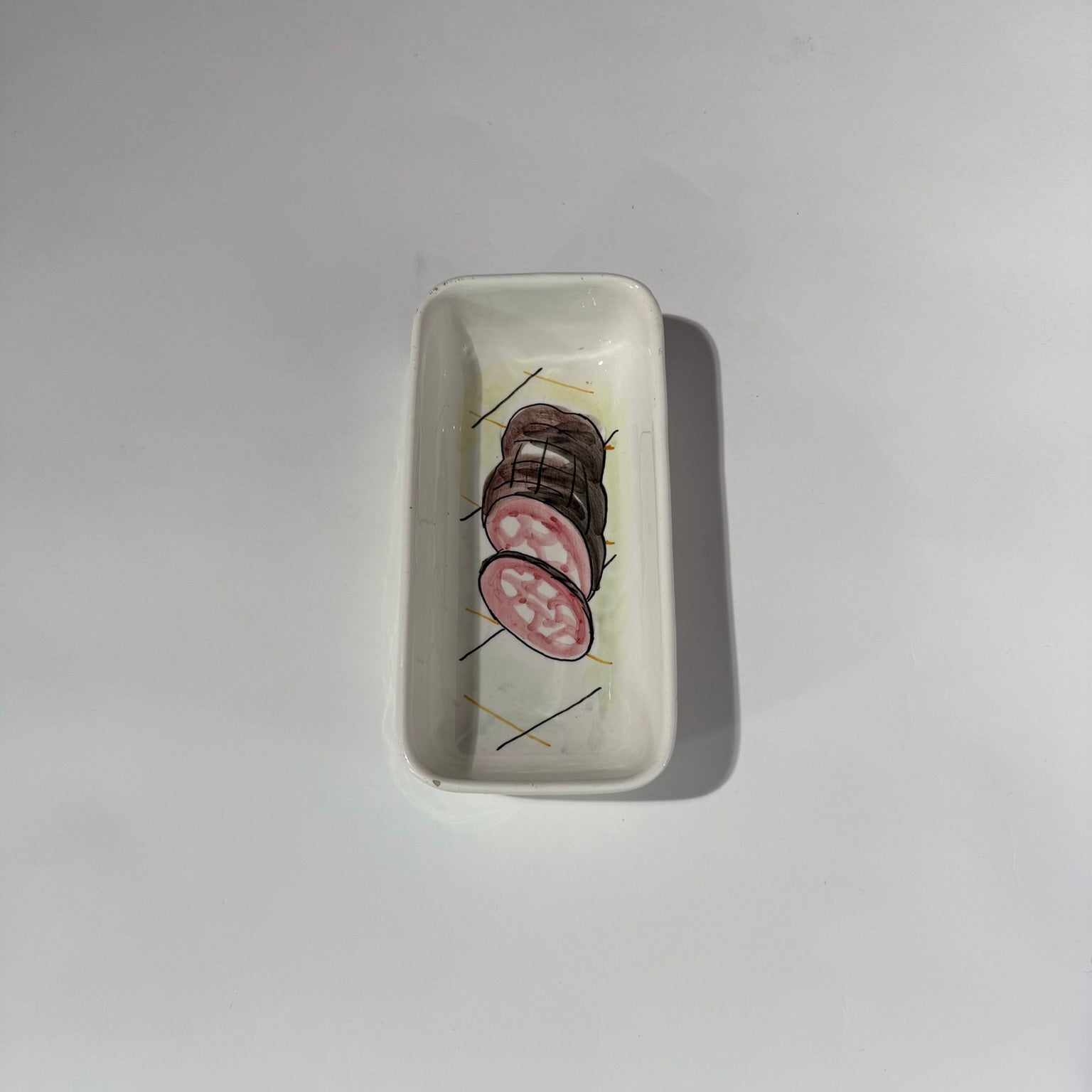 Italian Hand Painted Salami Dish