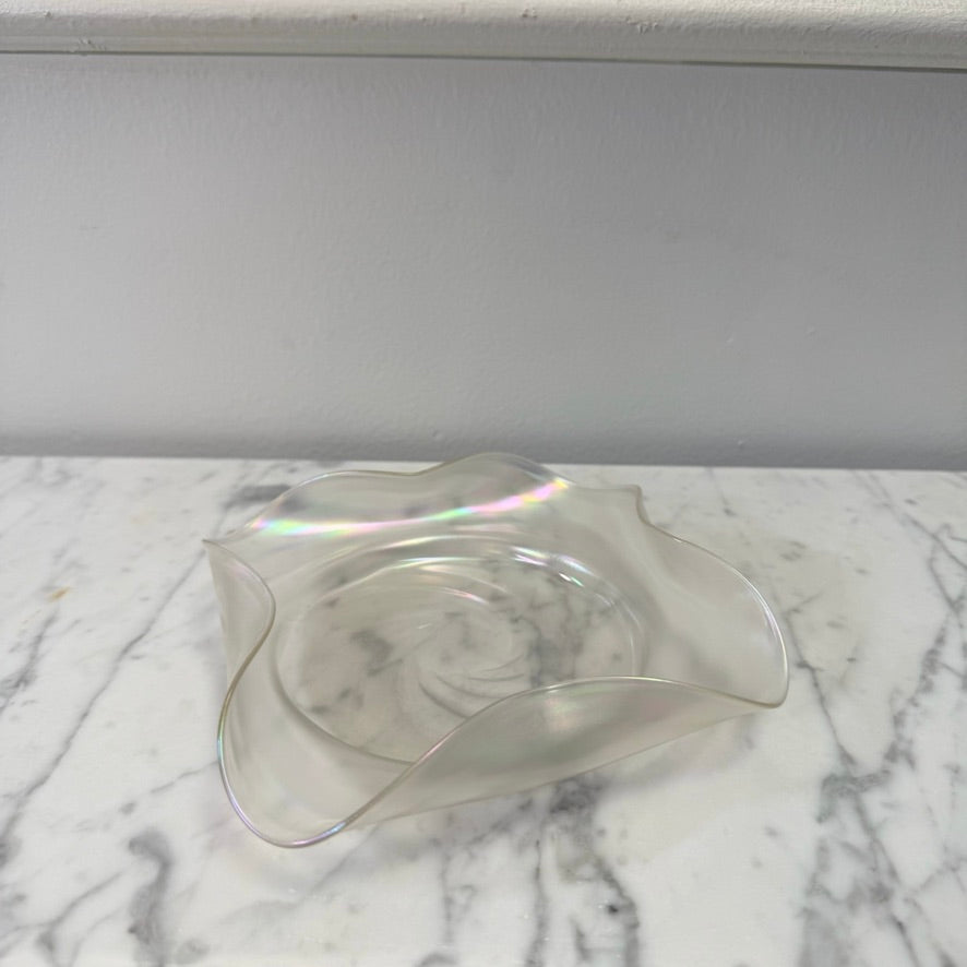 Mid-Century Iridescent Hand-Blown Glass Ashtray