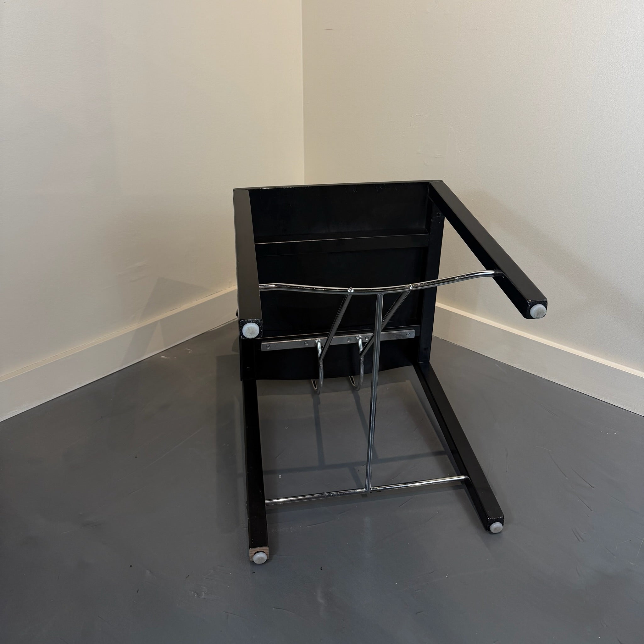 Italian Postmodern Ebonized & Chrome Dining Chairs