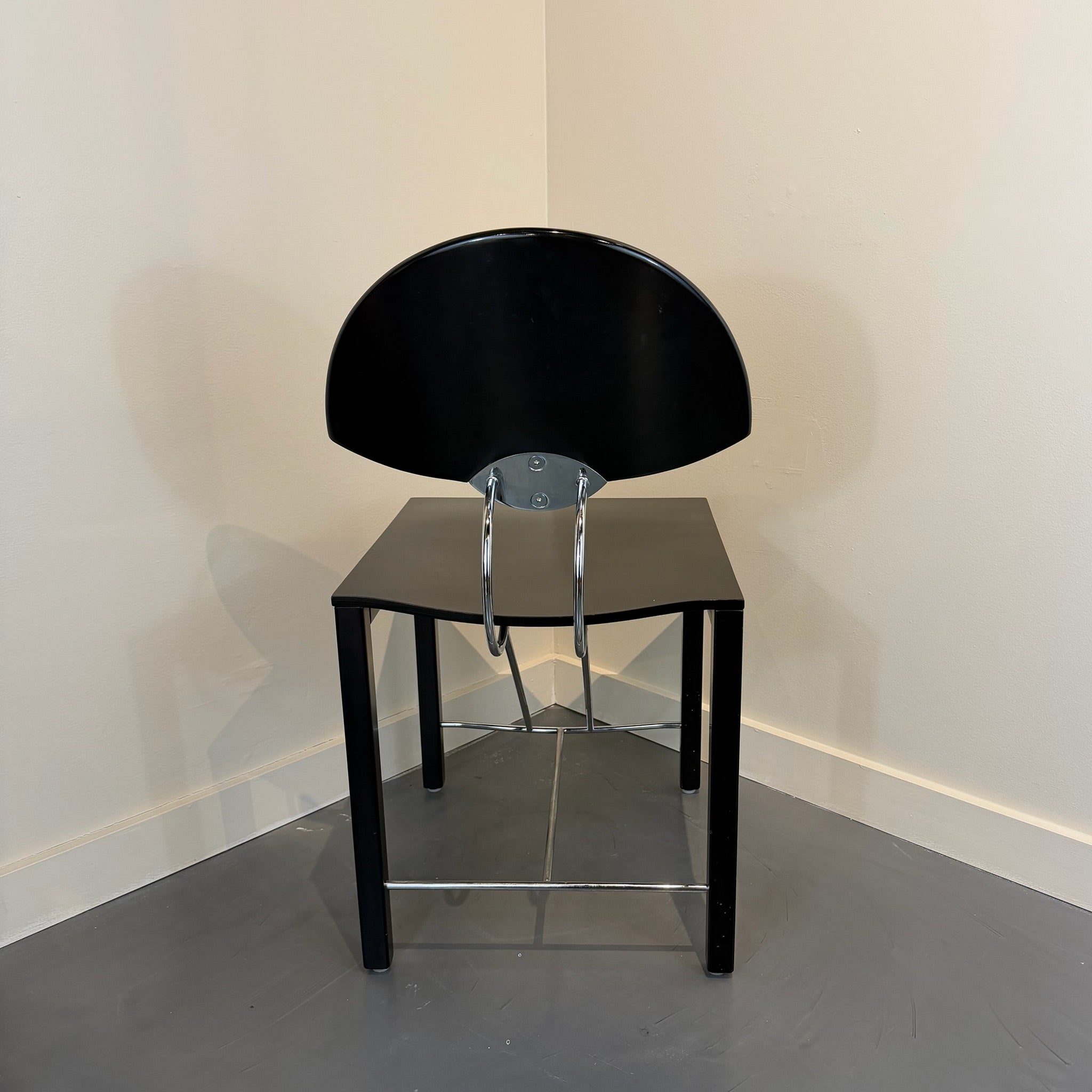 Italian Postmodern Ebonized & Chrome Dining Chairs