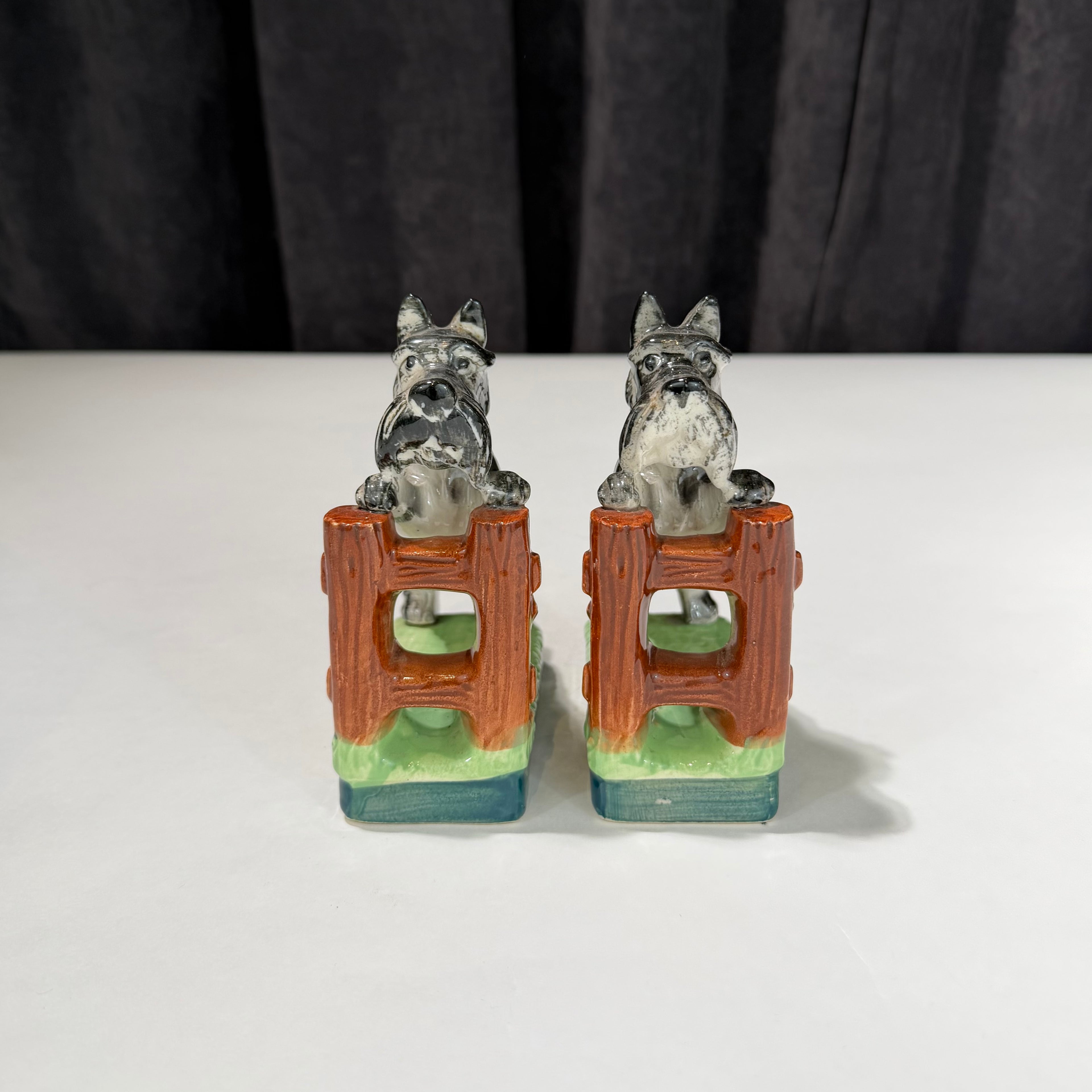 Porcelain Schnauzer Bookends