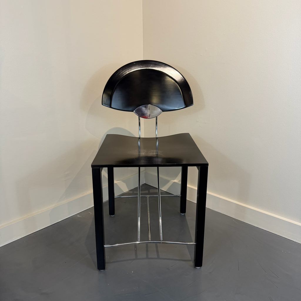 Italian Postmodern Ebonized & Chrome Dining Chairs