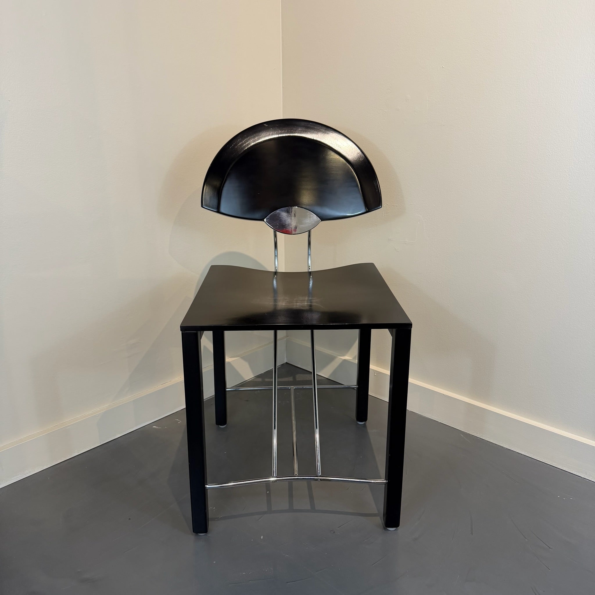 Italian Postmodern Ebonized & Chrome Dining Chairs