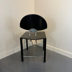 Italian Postmodern Ebonized & Chrome Dining Chairs