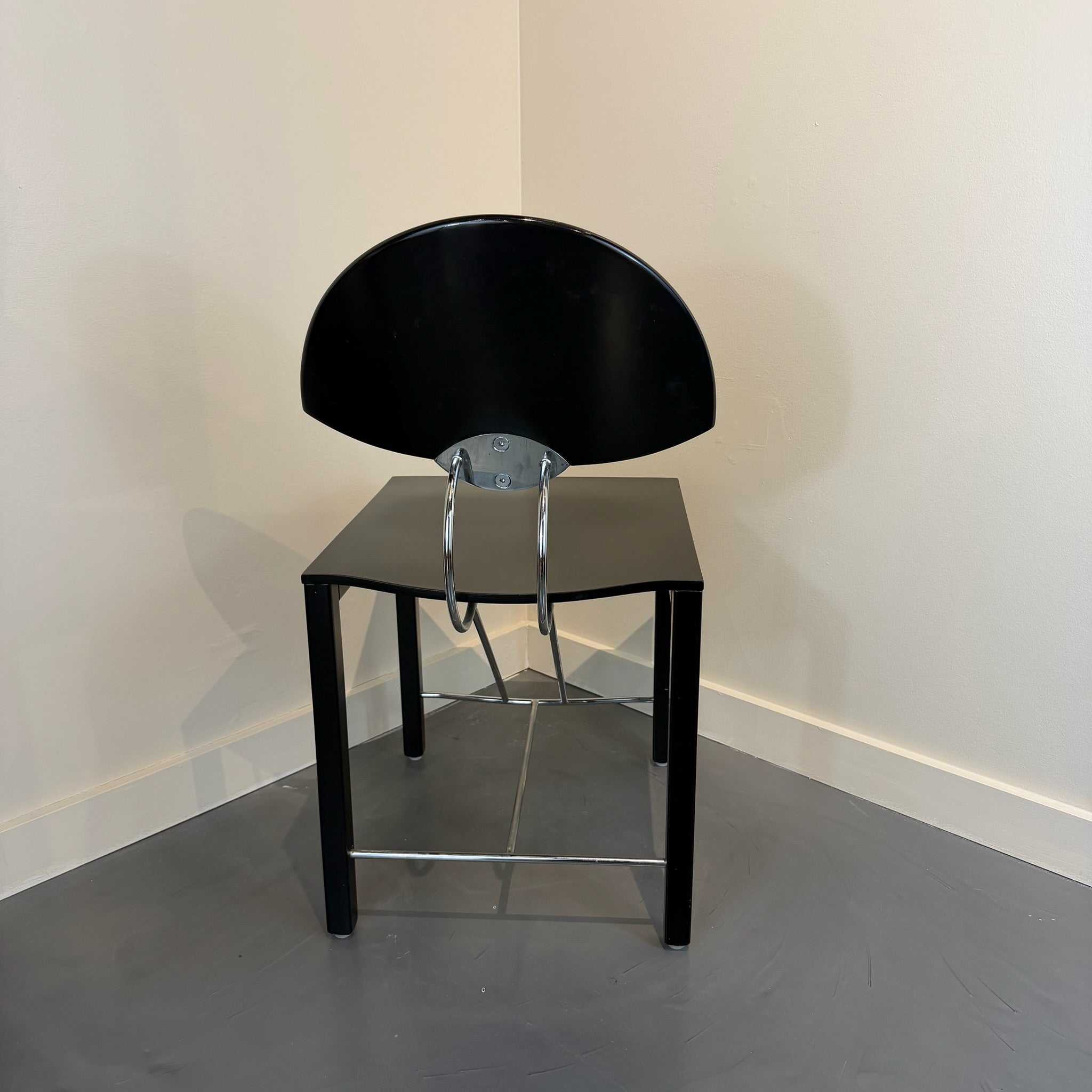 Italian Postmodern Ebonized & Chrome Dining Chairs
