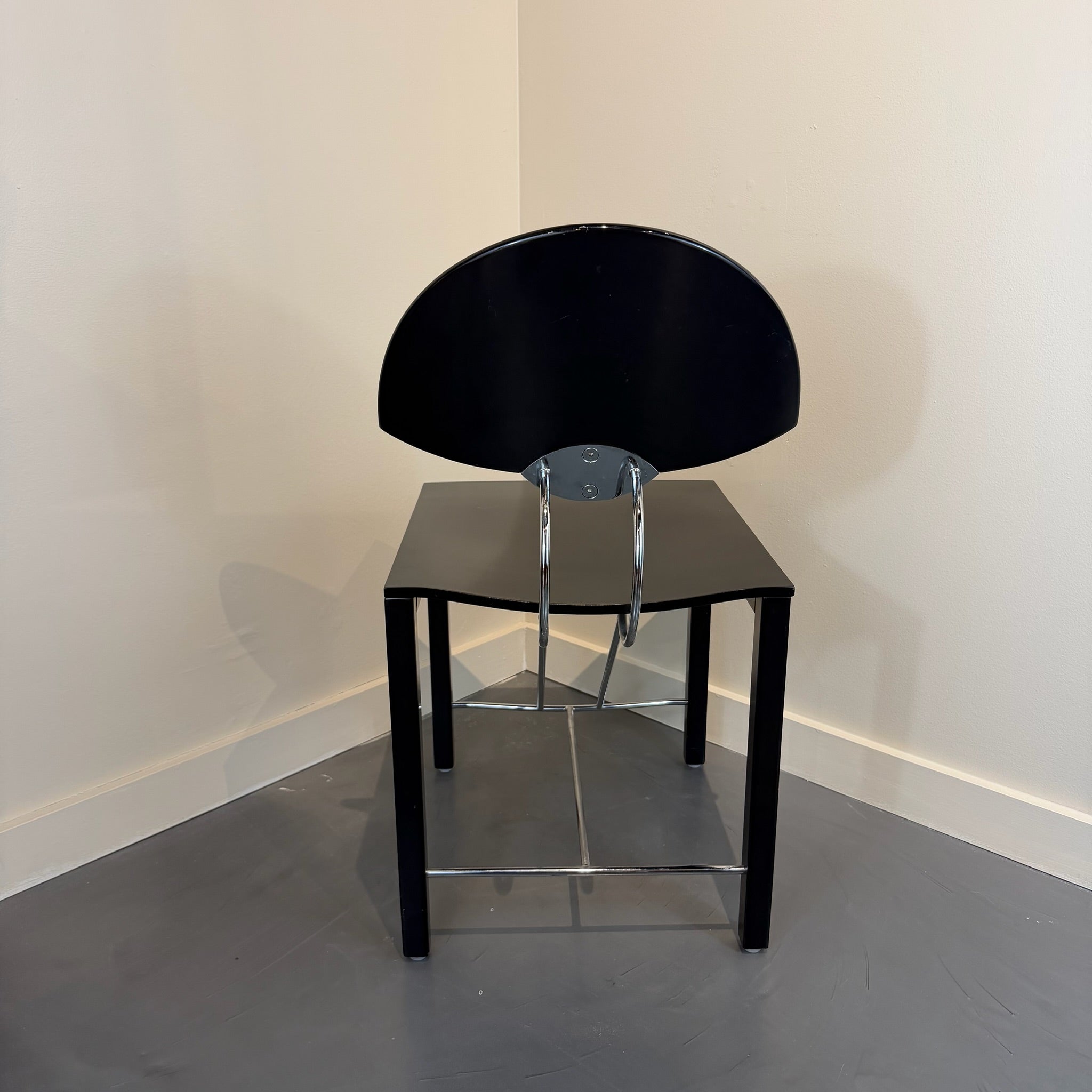 Italian Postmodern Ebonized & Chrome Dining Chairs