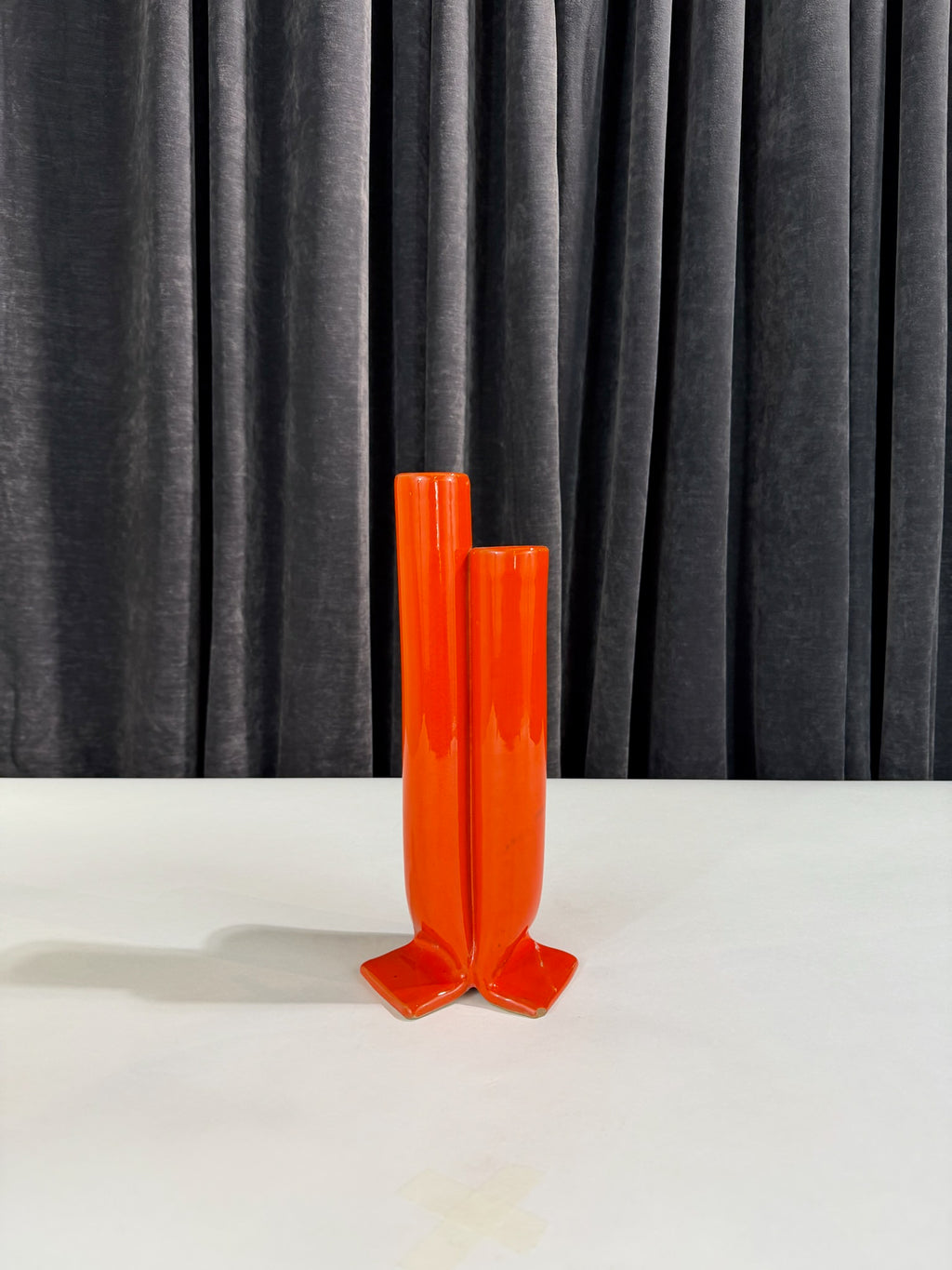 Mid-Century Modern Orange Triple-Tube Bud Vase