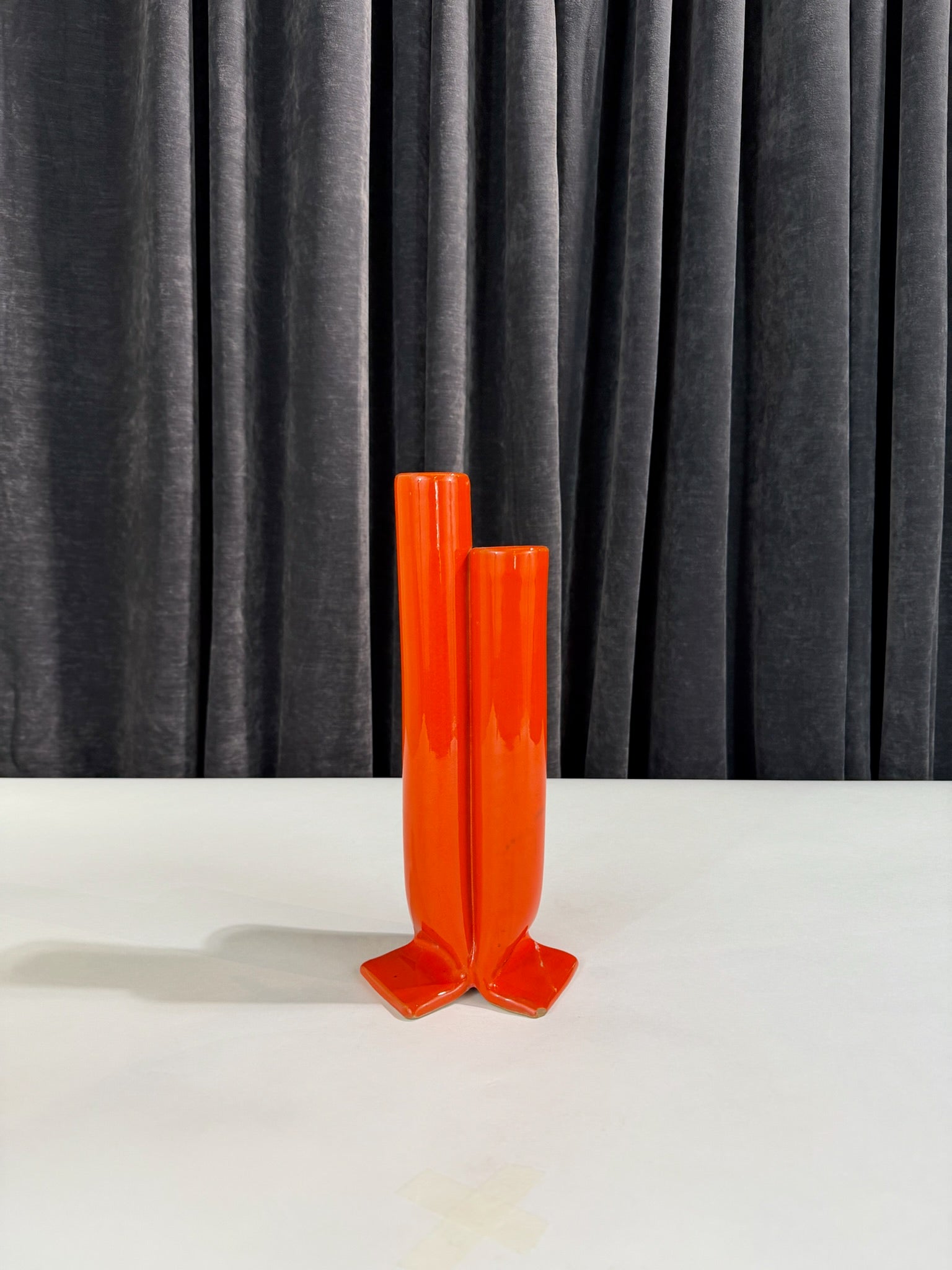 Mid-Century Modern Orange Triple-Tube Bud Vase