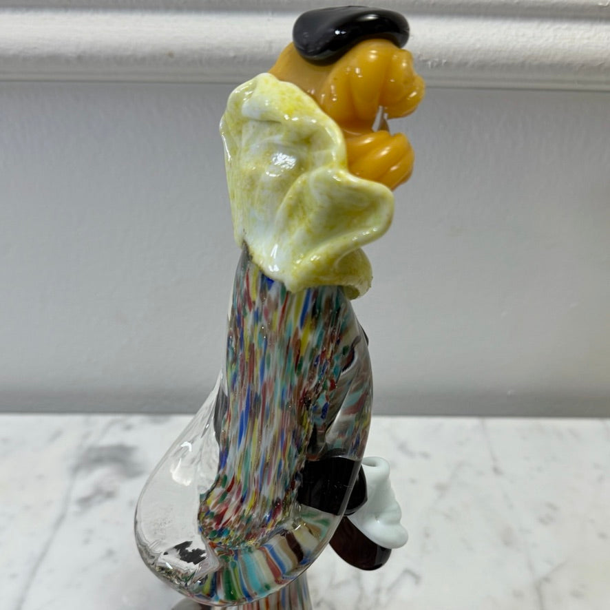 Vintage Hand-Blown Glass Clown Musician Figurine