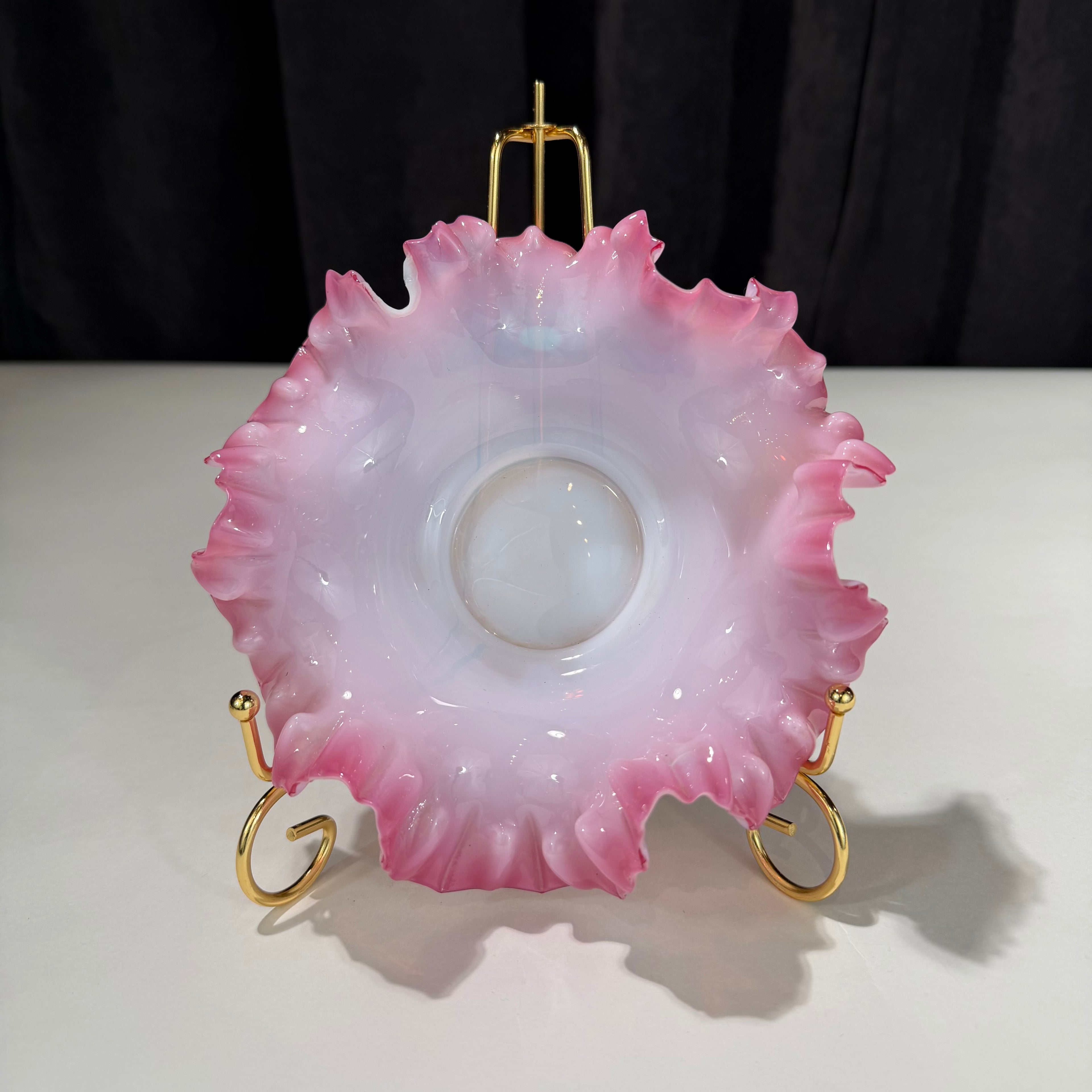 Vintage Fenton Ruffled Bride's Basket Bowl