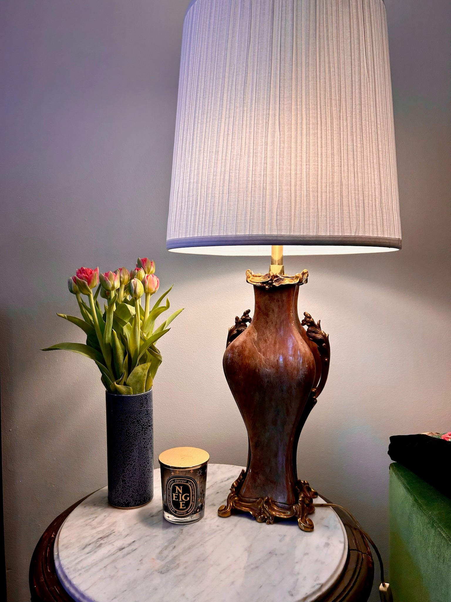 Vintage Marbro Marble and Brass Table Lamp