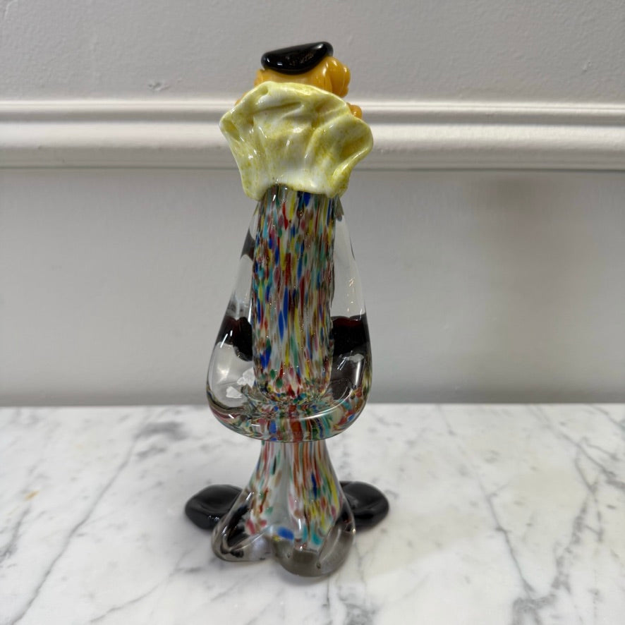 Vintage Hand-Blown Glass Clown Musician Figurine