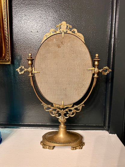 Antique Brass Table Top Mirror