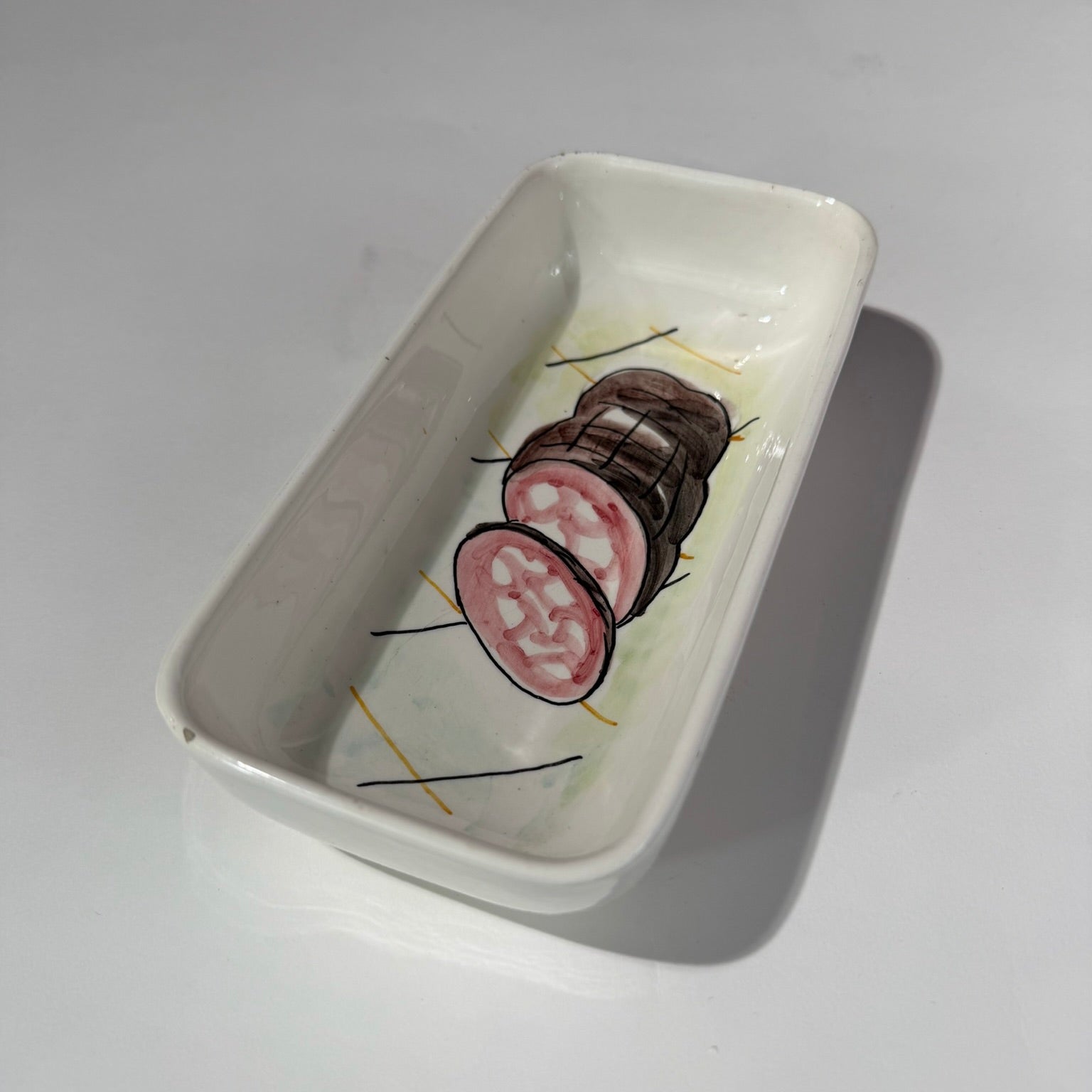 Italian Hand Painted Salami Dish