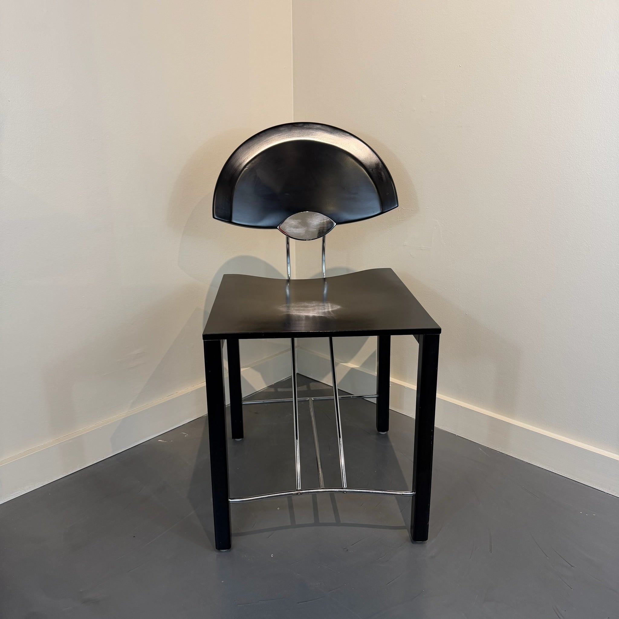 Italian Postmodern Ebonized & Chrome Dining Chairs